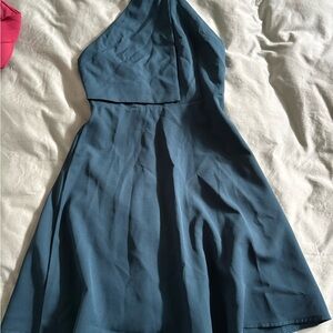 Elegant Blue One-Shoulder Dress